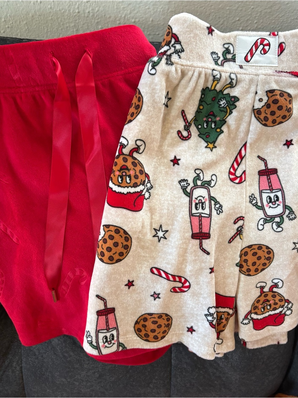 Holiday Time Red and Cream Women Pajama Bottoms with Festive Treat Print